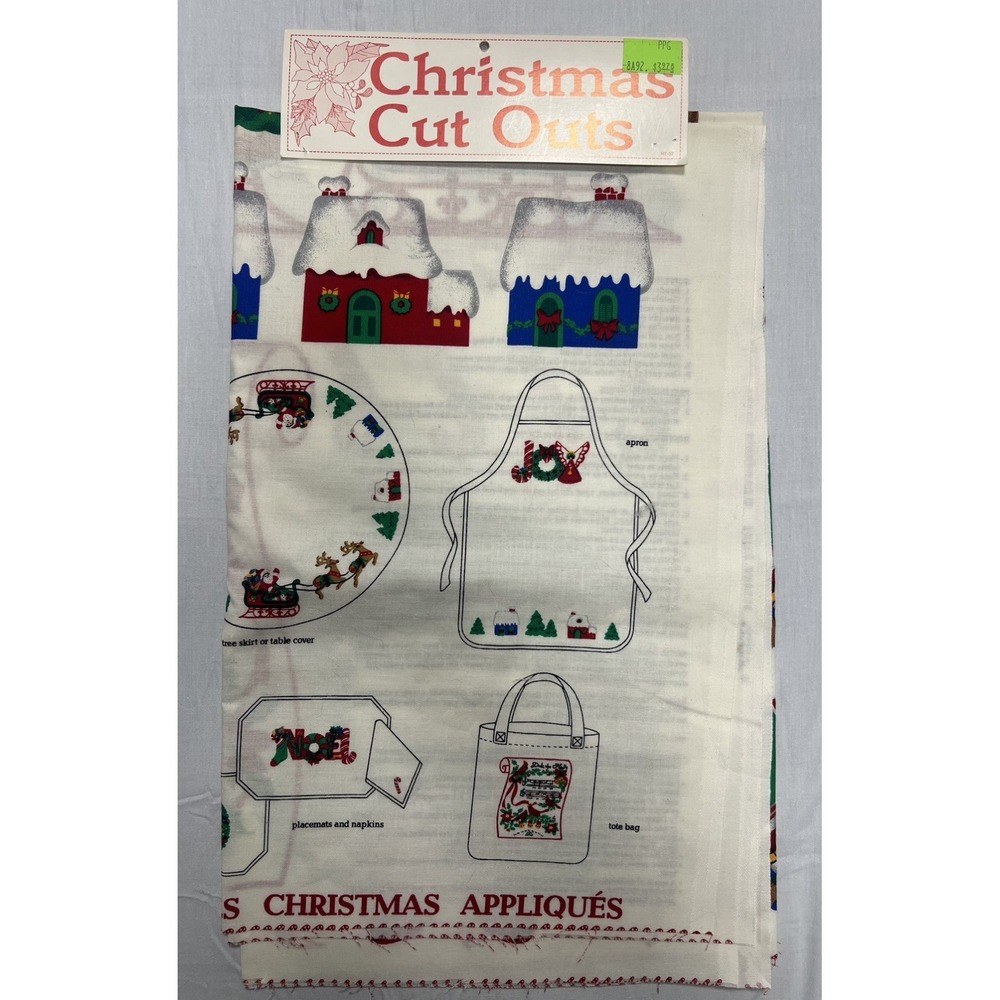 VTG Fabric Christmas Cut Outs Deck The Halls Christmas Appliques Cranston NOS